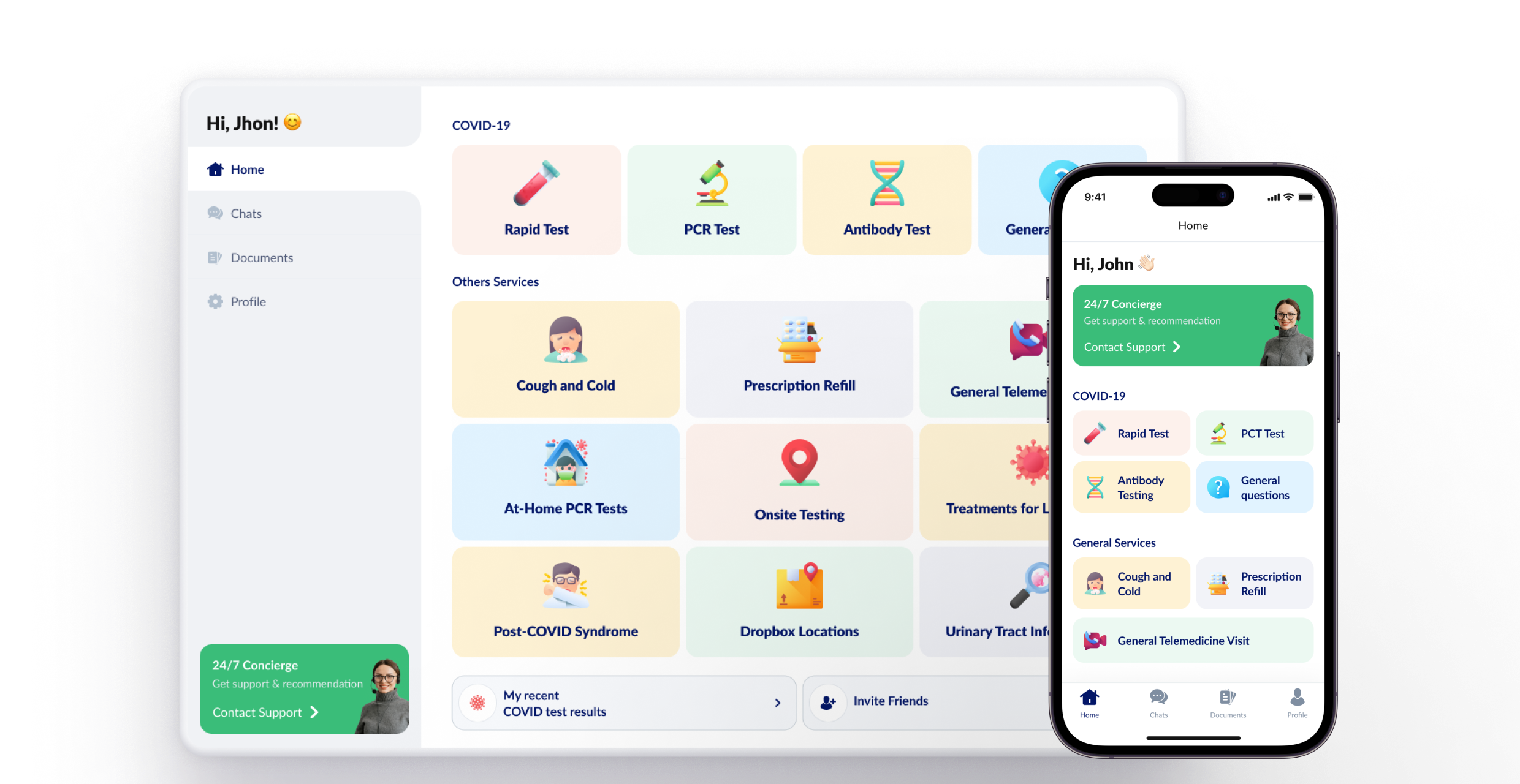 Sick.org patient app screens